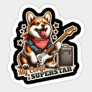 Corgi Rockstar Sticker